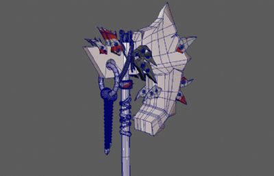 斧子,骷髅战斧maya模型