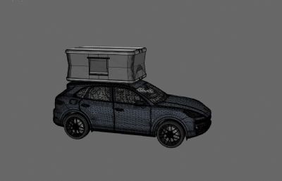 带车顶帐篷的保时捷SUV汽车3D模型