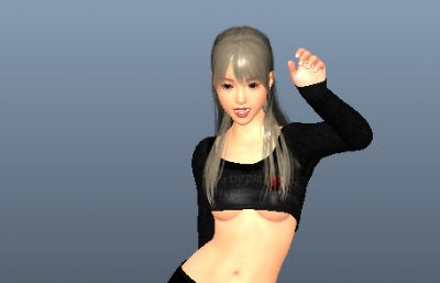 热舞女孩,街舞性感装扮maya模型,另附站姿的fbx格式文件(网盘下载)