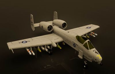 雷电II,A-10攻击机,疣猪战斗机模型,STP,IGS格式模型