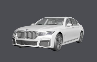 宝马7系,2020款745Le xDrive汽车3D模型,MAX,FBX格式,标准材质,无贴图