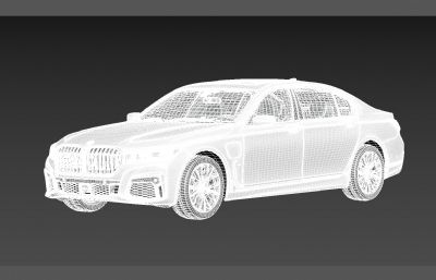 宝马7系,2020款745Le xDrive汽车3D模型,MAX,FBX格式,标准材质,无贴图