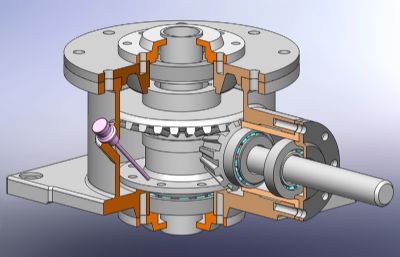 螺旋齿轮箱剖切结构Solidworks设计模型