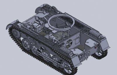 德国PZKPFW-I型坦克履带底盘STEP格式模型