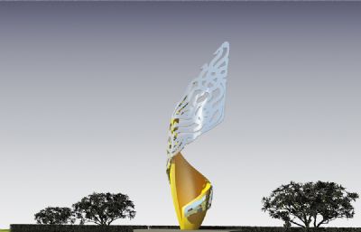 镂空螺旋叶片雕塑设计3D模型二