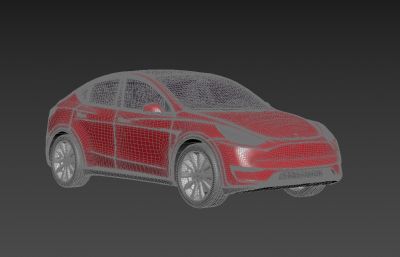 2020款特斯拉MODEL_Y汽车3D模型,MAX,C4D两种文件,标准材质,无贴图