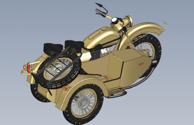 乌拉尔三轮摩托车STEP格式模型