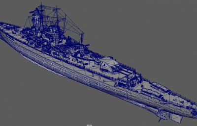 海军上将斯佩伯爵号装甲舰OBJ模型素模