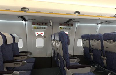 民航737-800飞机机舱内部效果3D模型(网盘下载)