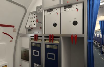 民航737-800飞机机舱内部效果3D模型(网盘下载)