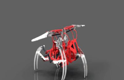 带翅膀的爬行类机器昆虫STP格式模型