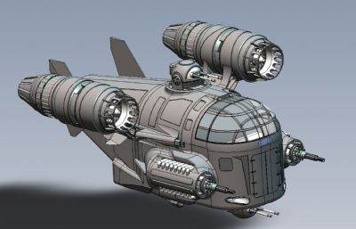 Mandalorian Ship科幻飞行器3D图纸 Solidworks设计