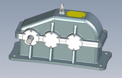二级斜齿轮减速箱STP格式数模图纸