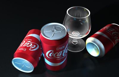 可口可乐+玻璃矮脚杯3D模型