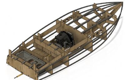 木制快艇框架模型,STEP格式