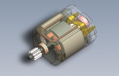 小直流电动机模型Solidworks设计图纸模型