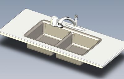 厨房水槽和过滤器水龙头Solidworks设计图纸模型