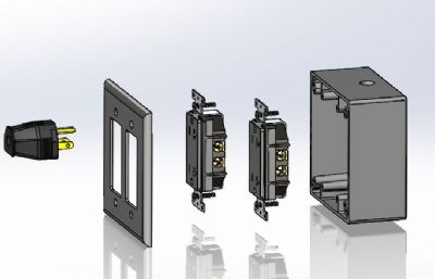 墙壁电器插座盒Solidworks设计模型