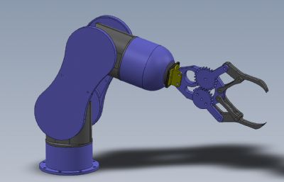 可360度旋转的二爪夹具机械臂Solidworks设计图纸模型