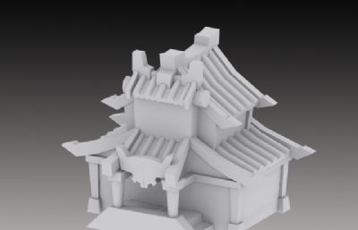 卡通小房子,武馆3D模型