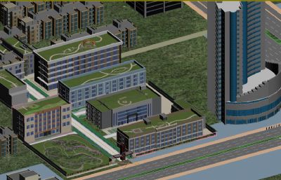 西安小寨商圈,城区购物广场,城市商业中心周边建筑场景3D模型(网盘下载)
