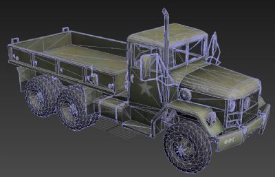 army druck军用卡车3D模型,MAX,OBJ两种格式,dds贴图,文件已塌陷