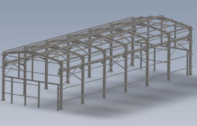 钢结构厂房框架Solidworks设计图纸模型