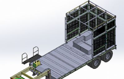 变电站设备运输低床拖车Solidworks设计图纸模型