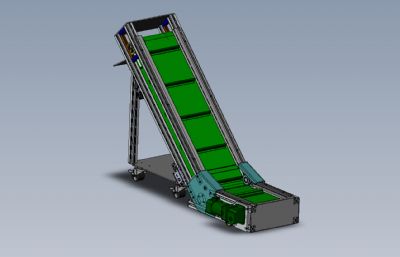爬坡型皮带输送机Solidworks设计图纸模型
