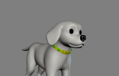 带着项圈的拉布拉多小狗maya模型