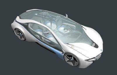 宝马i8汽车3D模型,max+fbx格式
