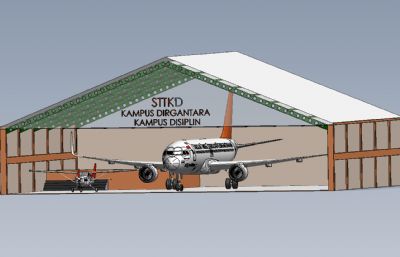 飞机维修机库,仓库Solidworks设计模型,附IGS格式