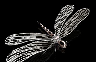金属蜻蜓装饰艺术品模型,Solidworks设计,附STEP格式文件