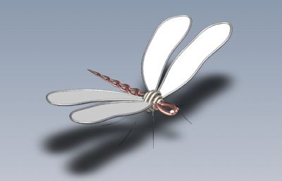 金属蜻蜓装饰艺术品模型,Solidworks设计,附STEP格式文件