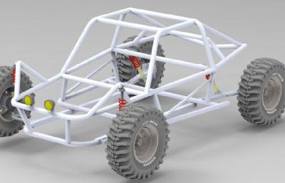 四驱钢架减震小车框架Solidworks设计模型