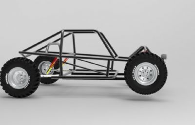 四驱钢架减震小车框架Solidworks设计模型