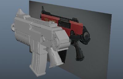 科幻手枪,机枪OBJ模型白模