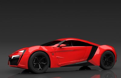速度与激情8里的红色莱肯跑车3D模型