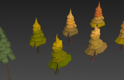 LOWPLOY不同环境下的树,卡通树3D模型