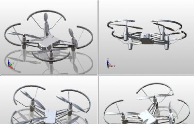 四轴护翼无人机STP格式图纸模型