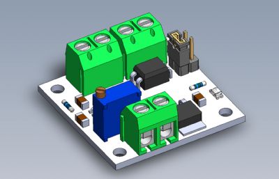 脉宽调制电压模块电路板Solidworks设计图纸模型