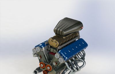 12缸发动机Solidworks设计图纸模型