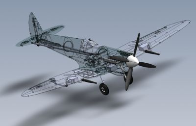 喷火式战斗机,活塞式战斗机Solidworks设计图纸模型