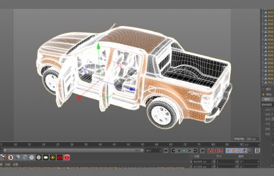 福特Ranger Wildtrak皮卡车3D模型,带精细内饰,FBX格式