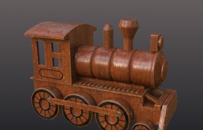 木制玩具小火车玩具3D模型