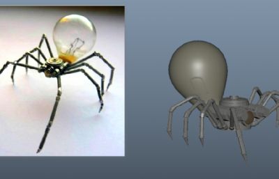 灯泡机械蜘蛛OBJ模型白模