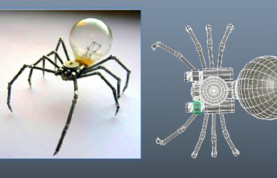 灯泡机械蜘蛛OBJ模型白模