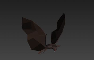 lowpoly卡通蝙蝠+25帧飞行动画3D模型