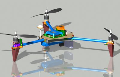 三轴旋翼可折叠无人机STP格式图纸模型