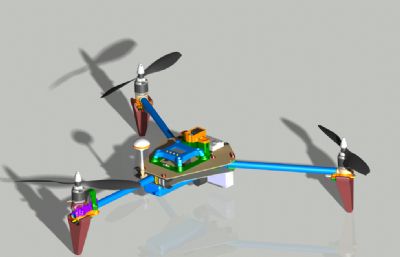 三轴旋翼可折叠无人机STP格式图纸模型